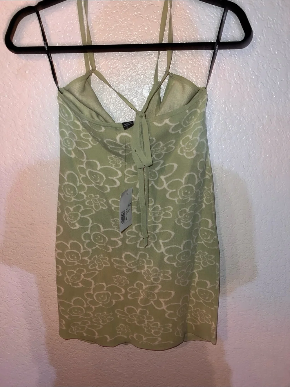 NWT Forever 21 Green Floral Knit Mini Dress - Picture 3 of 4